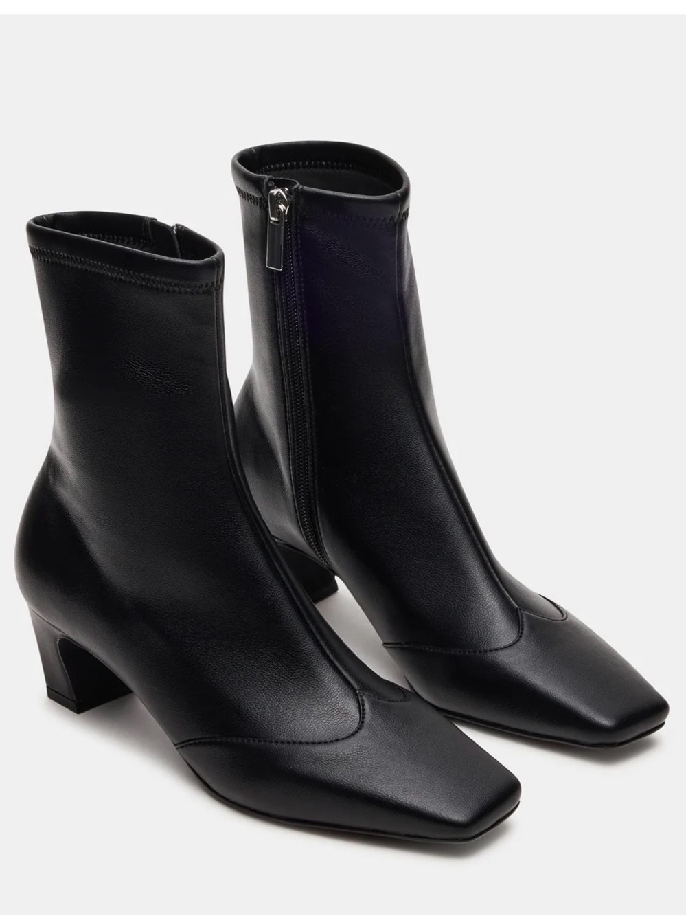 Steve Madden Black Square-Toe Zip Ankle Boots